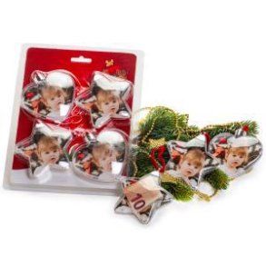 JULEHNGER HJERTE OG STJERNE KLAR 8 CM  4 STK