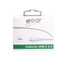GEAR ladekabel USB-A-USB-C 2.0 1,0m gen2 Rundt Kabel Hvid