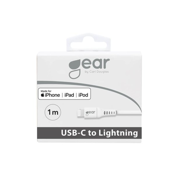 GEAR Ladekabel USB-C til Lightning 1m Hvid