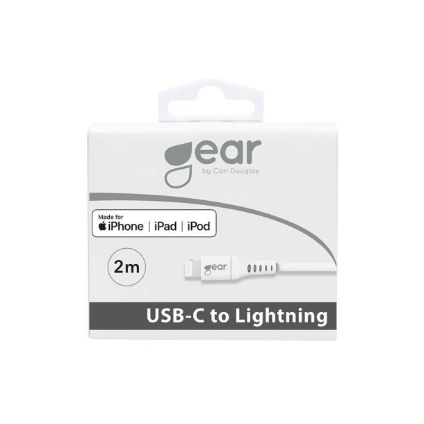GEAR Ladekabel USB-C til Lightning 2m Hvid
