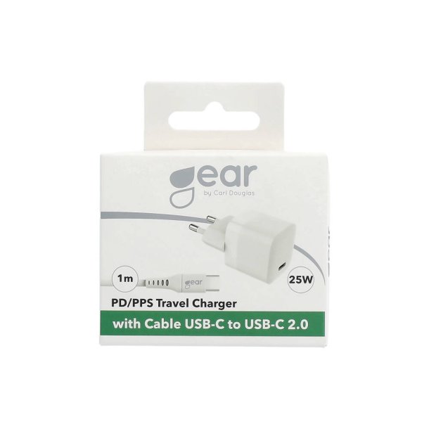 GEAR Charger 220V 1xUSB-C White OD/PPS 20W Cable USB-C to USB-C 3A
